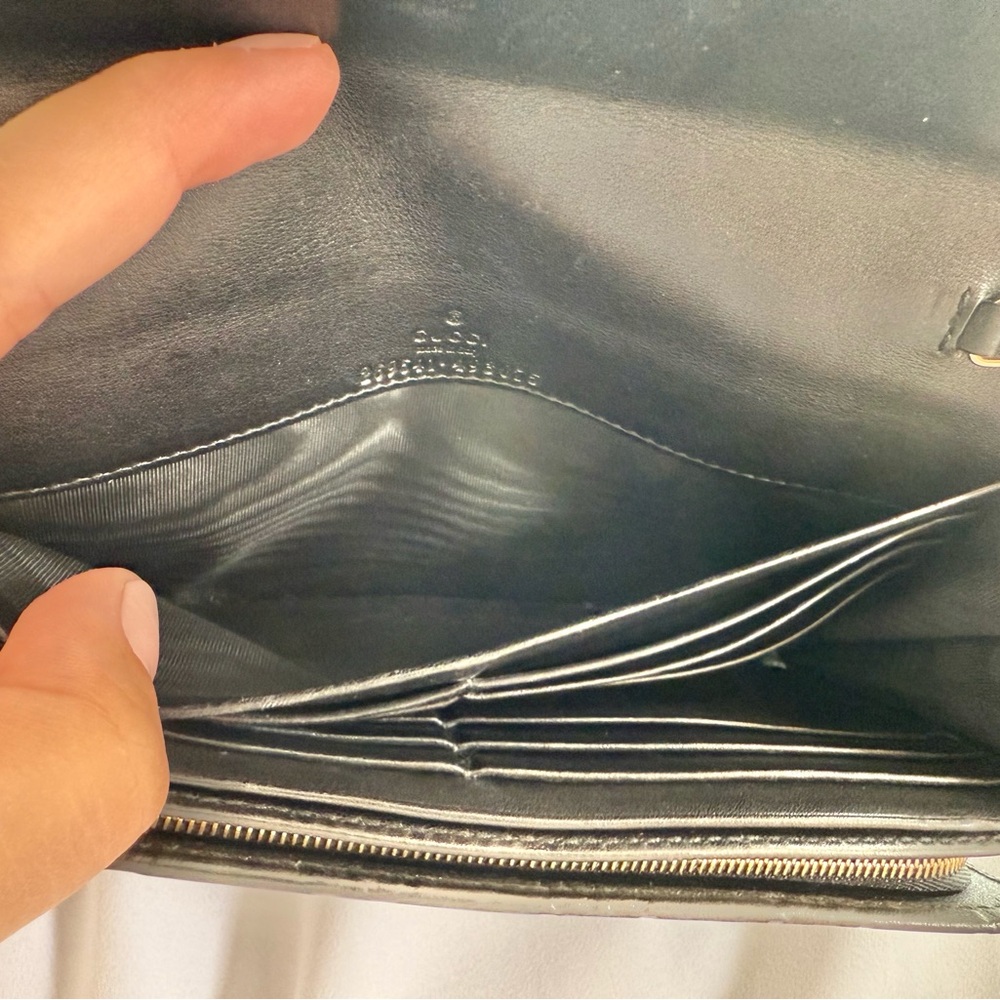 100% Authentic Gucci Guccissima Wallet On Chain- WOC- Black Leather Wallet - Picture 10 of 12